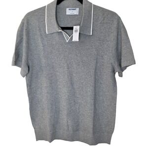 NWT Old Gray 100% Cotton Knit Polo Sweater Short Sleeve Preppy Contrast Trim